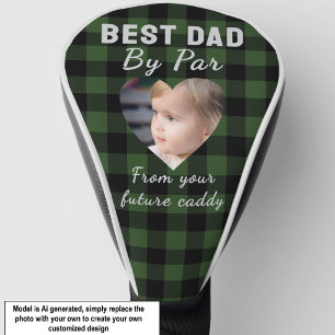 Beste papa aangepaste kinderfoto groene buffelplai golfheadcover