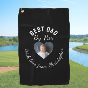 Beste papa aangepaste kinderfoto zwarte golfspons golfhanddoek
