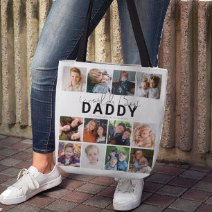 Beste Papa Aller Tijden 12 Foto Collage Gepersonal Draagtas