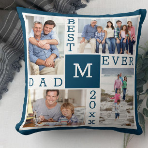 Beste Papa Aller Tijden 4 Foto Collage Blauw Wit M Kussen