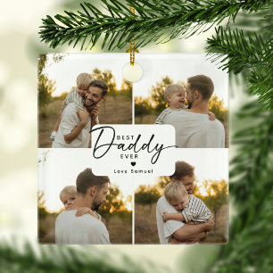 Beste Papa Aller Tijden 4 Foto Collage Persoonlijk Keramisch Ornament
