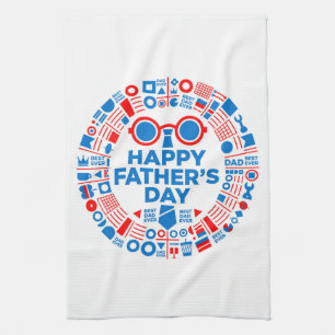 Beste Papa Aller Tijden Blauw Rood Grafisch Cadeau Theedoek