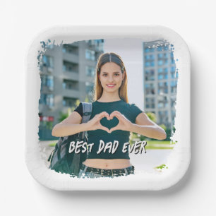 Beste Papa Aller Tijden Grunge Rand Foto Papieren Bordje