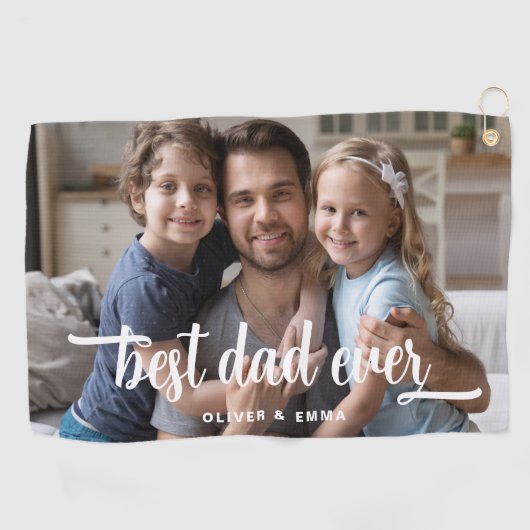 Beste Papa Aller Tijden Script Foto Golfhanddoek (Horizontaal)