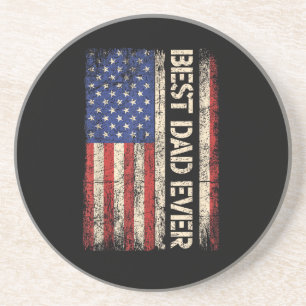 Beste Papa Aller Tijden US Amerikaanse Vlag Cadeau Zandsteen Onderzetter