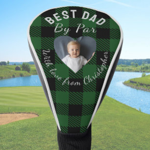 Beste papa bij par aangepaste foto groene buffelpl golfheadcover