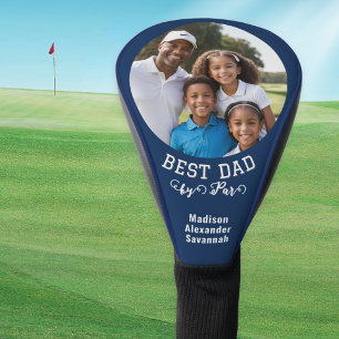 Beste Papa Bij Par Vaderdag Foto Namen Blauw Golfheadcover