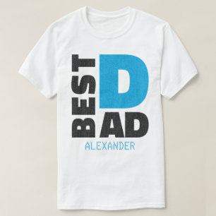 Beste papa Blue Black Glitter-naam Gepersonaliseer T-shirt