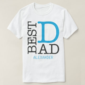 Beste papa Blue Black Glitter-naam op maat T-shirt