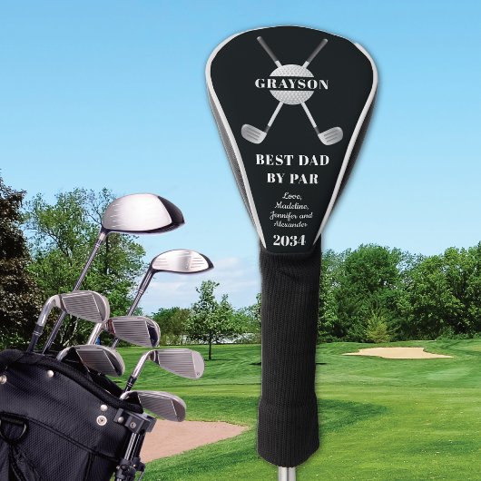 Beste Papa By Par Aangepaste naam Golf Head Hoesje Golfheadcover