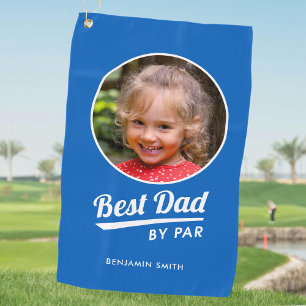 Beste Papa By Par Gepersonaliseerde Foto Blauw Wit Golfhanddoek