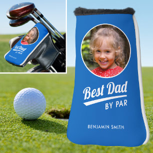 Beste Papa By Par Gepersonaliseerde Foto Blauwe Pu Golfheadcover