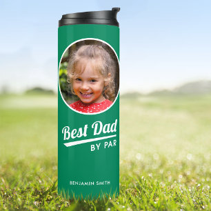 Beste Papa By Par Gepersonaliseerde Foto Groen Gol Thermosbeker