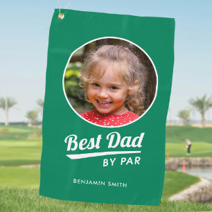 Beste Papa By Par Gepersonaliseerde Foto Groen Wit Golfhanddoek