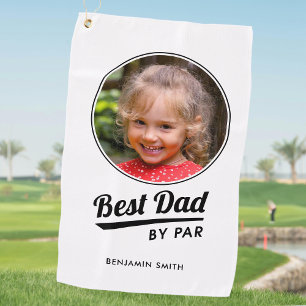 Beste Papa By Par Gepersonaliseerde Foto Wit Zwart Golfhanddoek