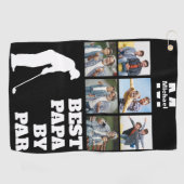 Beste Papa by Par Golf met aangepaste 6 foto's Golfhanddoek (Horizontaal)