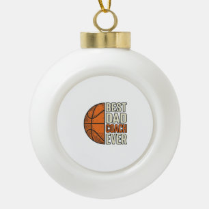 Beste Papa Coach Ooit Basketbal Vintage Vector Ont Keramische Bal Ornament
