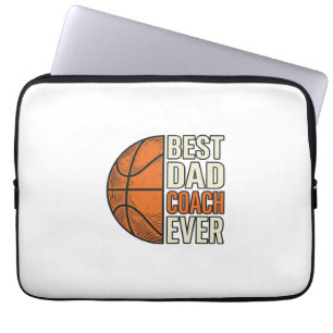 Beste Papa Coach Ooit Basketbal Vintage Vector Ont Laptop Sleeve