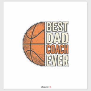 Beste Papa Coach Ooit Basketbal Vintage Vector Ont Sticker