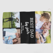 Beste Papa door Par 3 Foto's Vaderdag Gift Custom Golfhanddoek (Horizontaal)