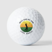 Beste papa door par aangepaste tekst Sunset Golfer Golfballen (Voorkant)