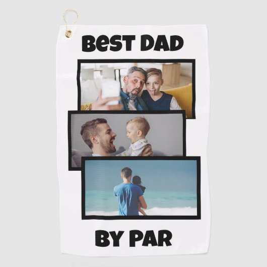 Beste papa door par collage van aangepaste foto's golfhanddoek (Voorkant)