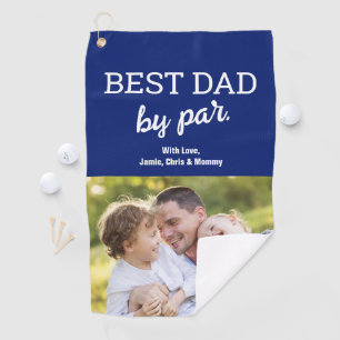 Beste papa door Par Foto Blauw Vaderdag Custom Golfhanddoek