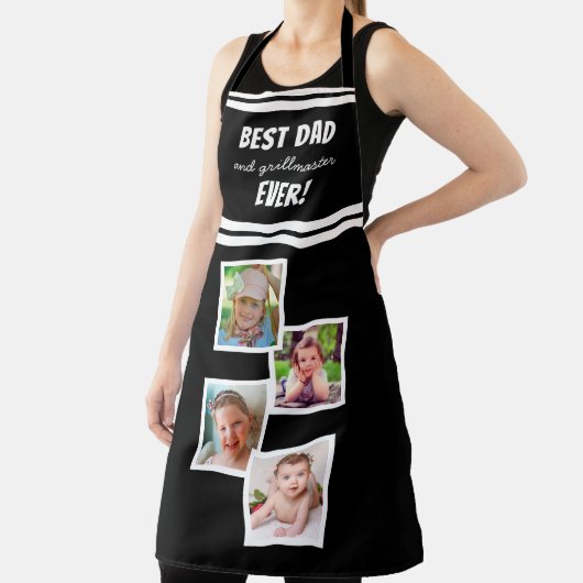 Beste papa en grillmaste ooit 4 fotocollage zwart schort (Insitu)