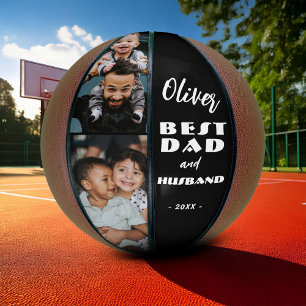 Beste papa en man Aandenken met 2 foto's Basketbal