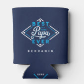 Beste Papa Ever Baseball Diamant Naam & Monogram Blikjeskoeler (Achterkant)