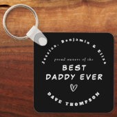 Beste Papa Ever Custom Names Black White Sleutelha Sleutelhanger (Voorkant)