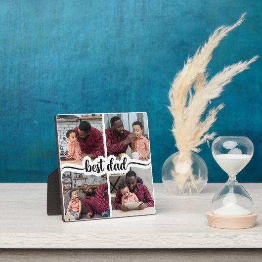 Beste Papa Gepersonaliseerde 4 Fotocollage Fotoplaat (Insitu)