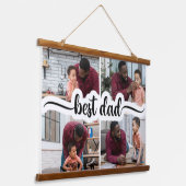 Beste Papa Gepersonaliseerde 4 Fotocollage Hangend Wandkleed (Gebogen)