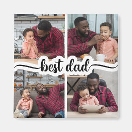 Beste Papa Gepersonaliseerde 4 Fotocollage Magneet