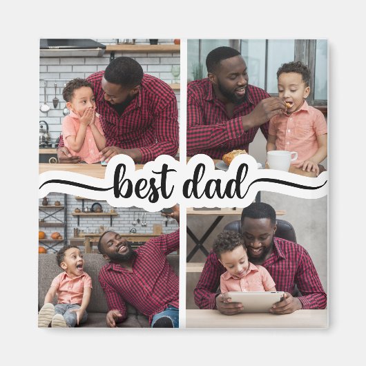 Beste Papa Gepersonaliseerde 4 Fotocollage Magneet (Voorkant)