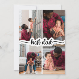 Beste Papa Gepersonaliseerde 4 Fotocollage Notitiekaartje