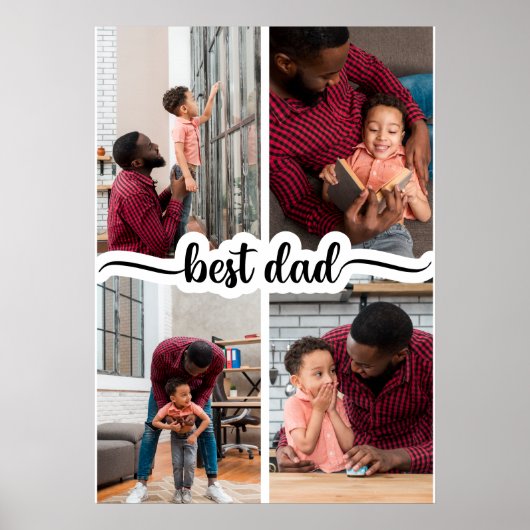 Beste Papa Gepersonaliseerde 4 Fotocollage Poster (Voorkant)