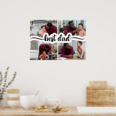 Beste Papa Gepersonaliseerde 4 Fotocollage Poster (Keuken)