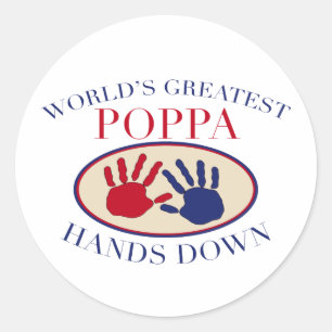 Beste Papa Hands Down Ronde Sticker