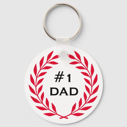 Beste Papa Laurel Krans Custom Foto Rood Sleutelhanger (Voorkant)