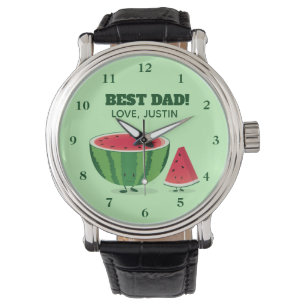 Beste Papa Liefde Naam Watermeloen Fruit Cartoon Horloge