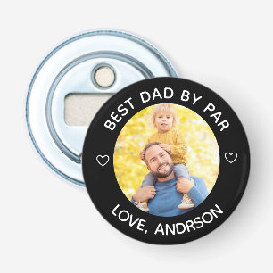 Beste papa met par aangepaste naam foto Vaderdag  Button Flesopener