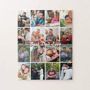 Beste papa ooit 16 foto collage gepersonaliseerd v legpuzzel