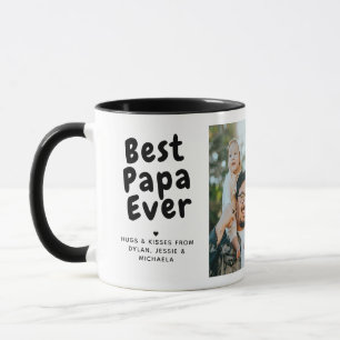 Beste Papa Ooit 2-Foto Collage & Aangepast Bericht Mok