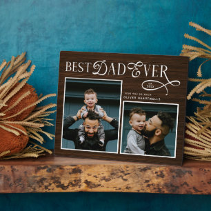 Beste papa ooit 2 foto's Vaderdag robuuste houten Fotoplaat