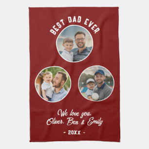 Beste papa ooit 3 foto's Father's Day Keepsake Theedoek