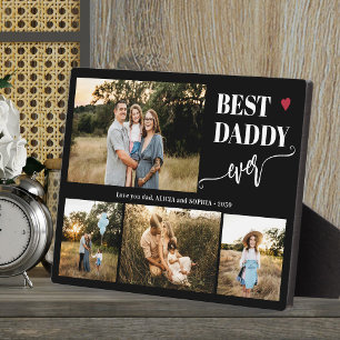 Beste papa ooit 4 foto's gepersonaliseerd zwart fotoplaat