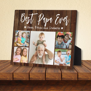 Beste Papa Ooit 5 Kleinkinderen Foto Collage Wood Fotoplaat