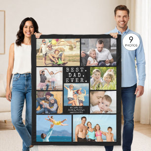 BESTE PAPA Ooit 9 Foto Collage Persoonlijk Fleece Deken