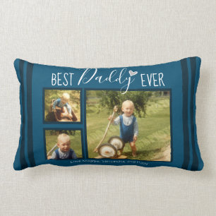 Beste papa ooit Aangepast 3 Foto Collage Blue Kussen